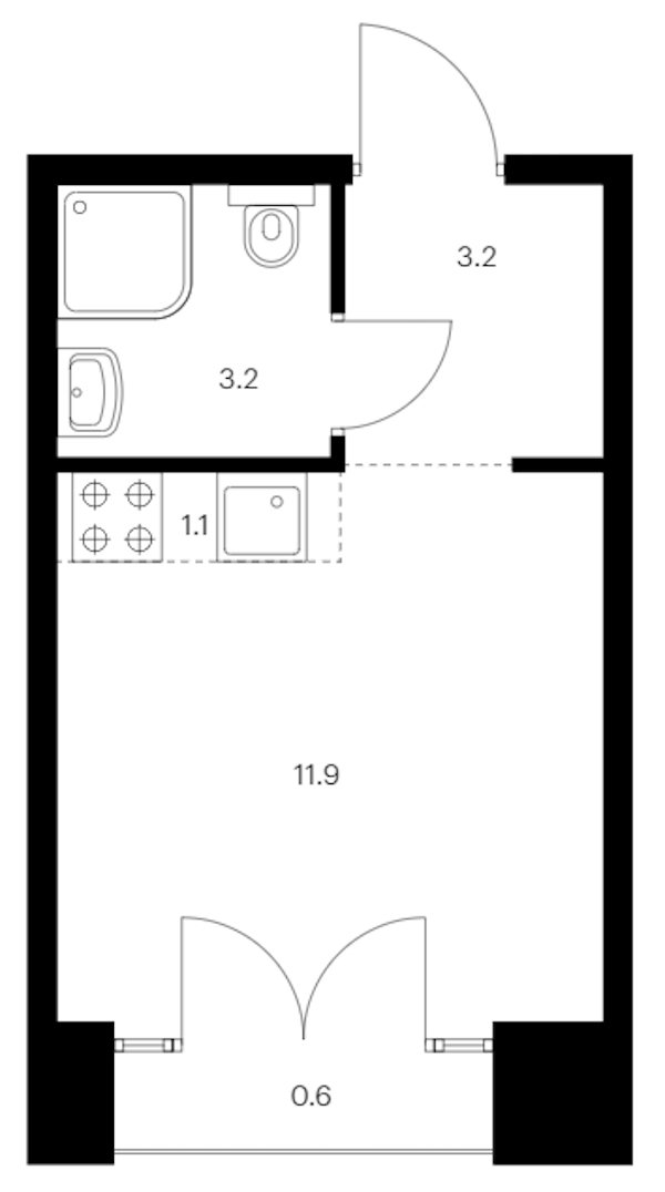 Квартира студия 20 м², 9/9 эт., ЖК «Лермонтовский 54»